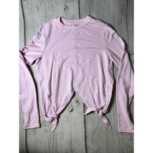 Athleta Sweatshirt Womens Medium Pink Tie Front Split Hem Athleisure Balletcore‎